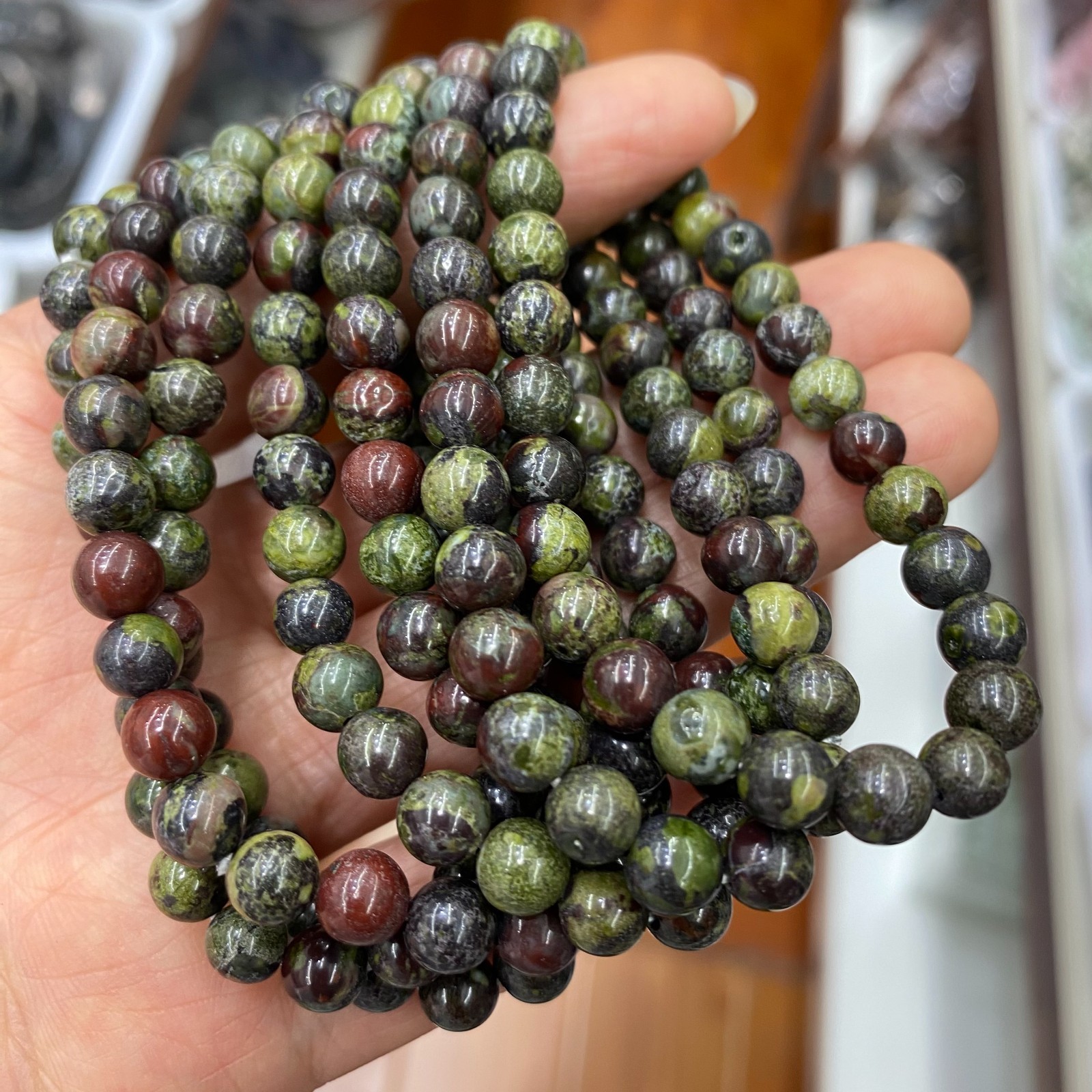 Wholesale 10Pcs Dragon Blood Stone 6mm Quartz Crystal Stretch Bracelet