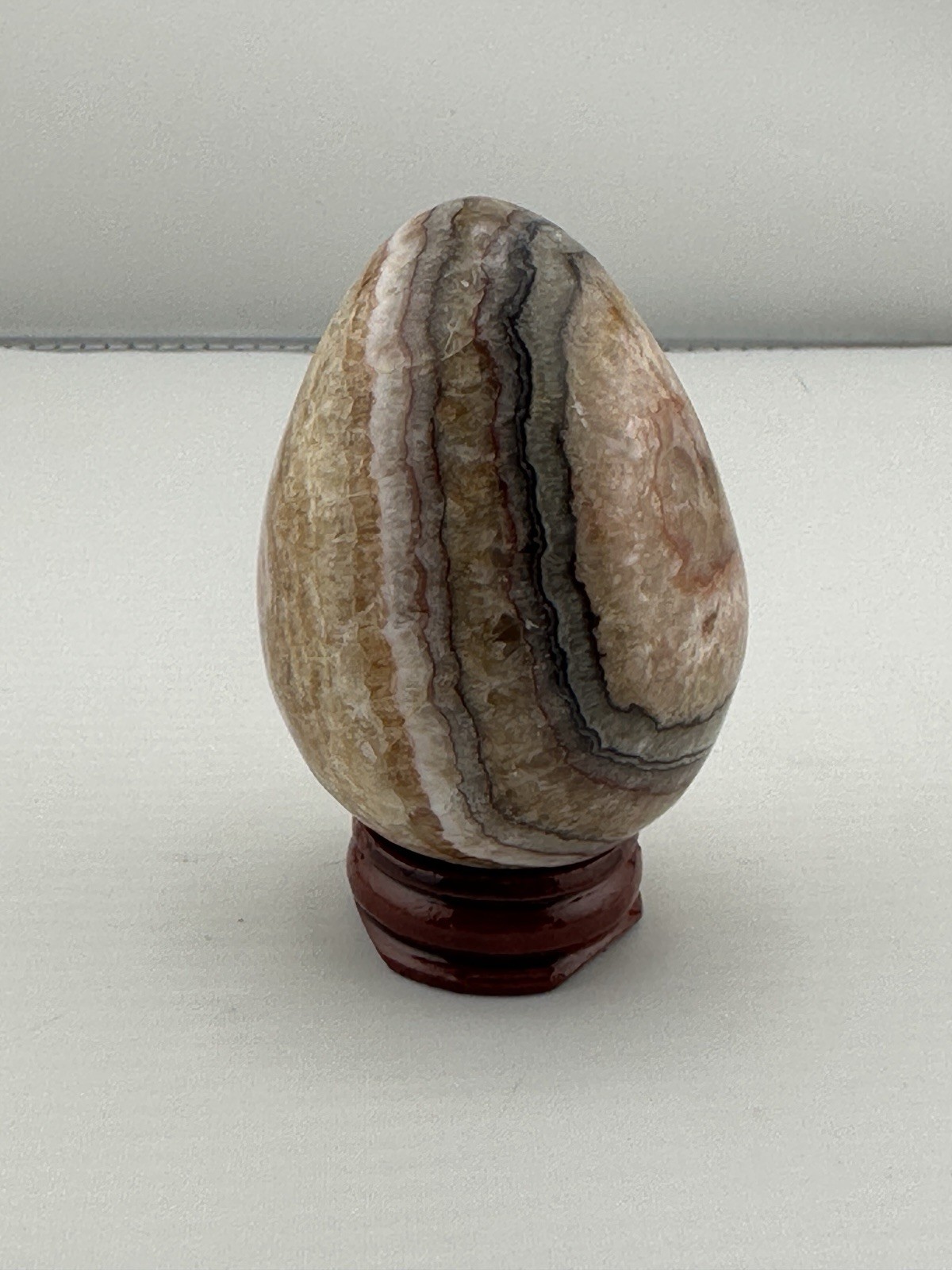 Stunning Banded Agate Onyx Egg Crystal Formations W/ Stand 2.5″ Cream Browns