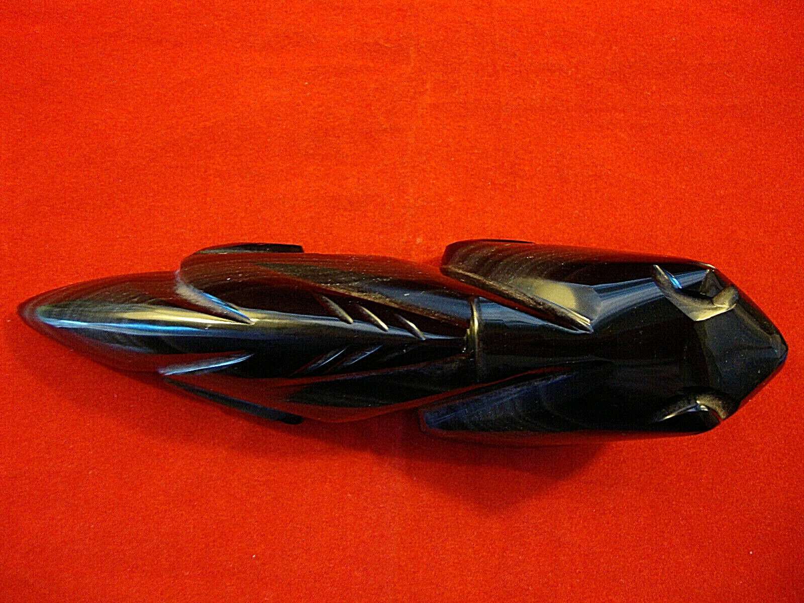 Black Obsidian Crystal -Modern Style Carved & Polished Lizard-6 Inches Long