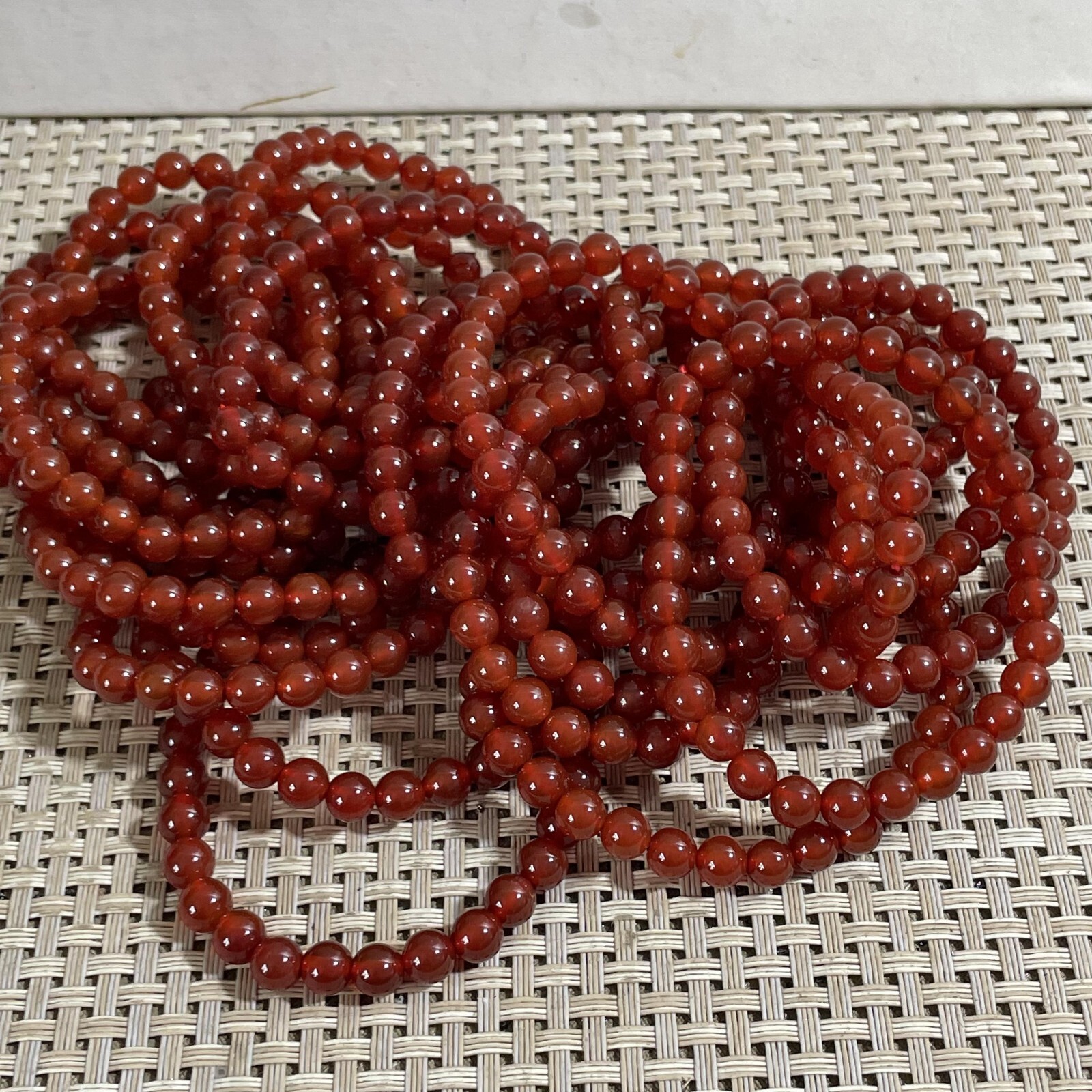 Wholesale 5 Pcs red agate stone 6mm Quartz Crystal Stretch Bracelet