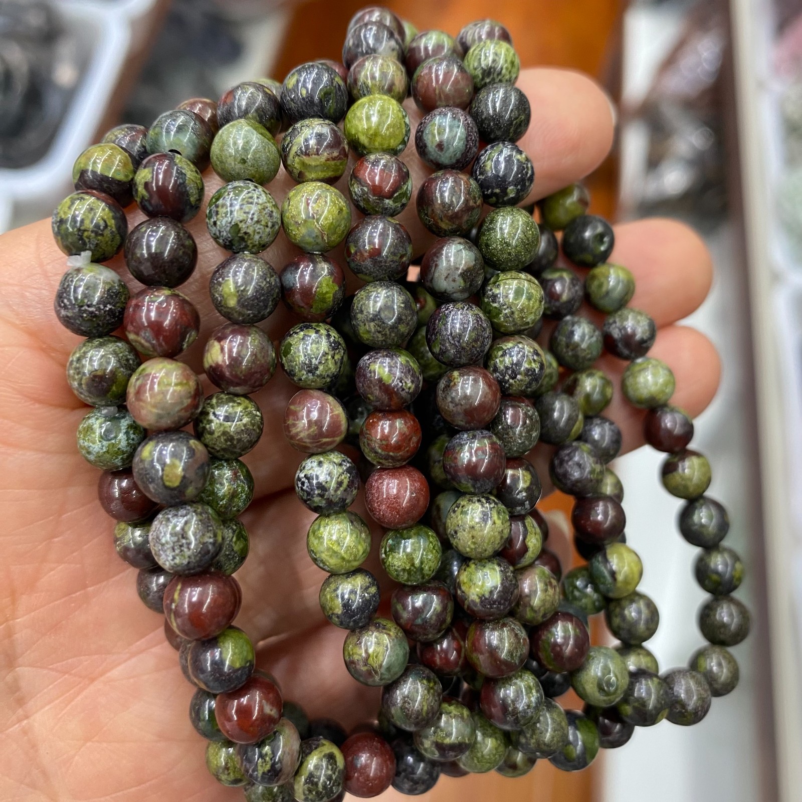Wholesale 10Pcs Dragon Blood Stone 6mm Quartz Crystal Stretch Bracelet