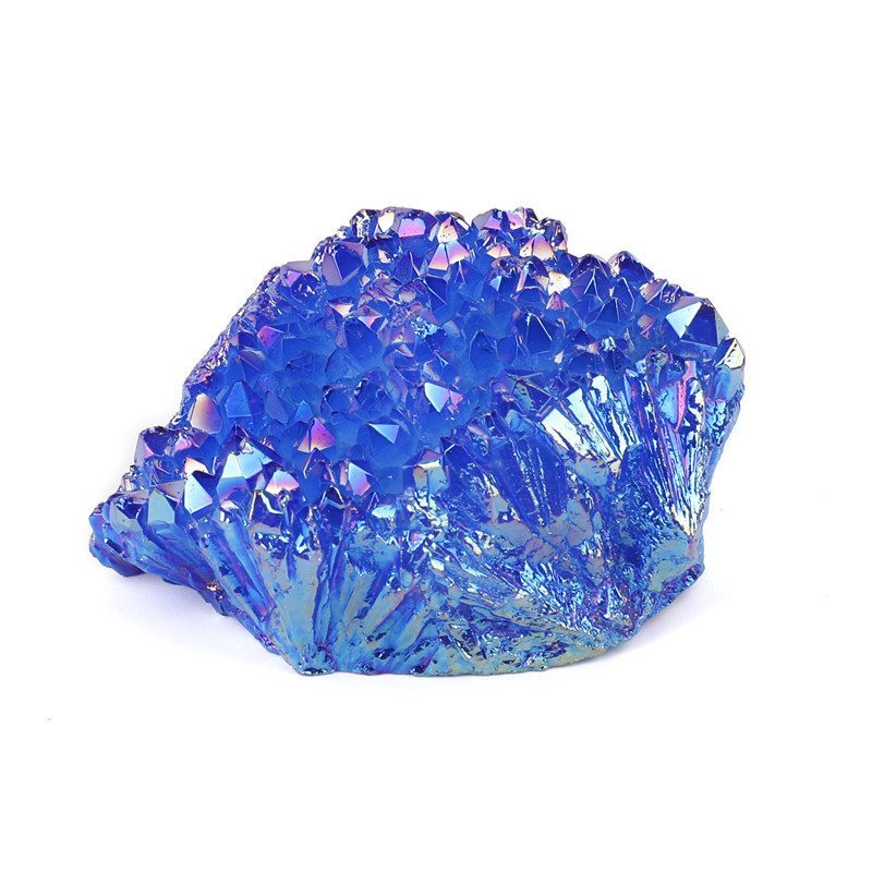 120g Big Natural Aura Blue Titanium Stone Quartz Crystal Cluster Specimens Reiki