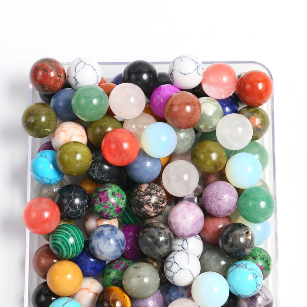 15mm Wholesale Natural Mixed Sphere Quartz Crystal Carved Gem Ball Reiki Healing