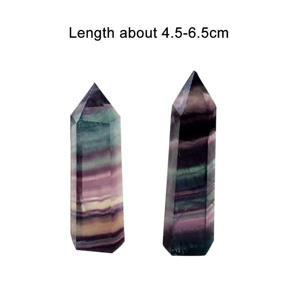 Colorful Natural Fluorite Quartz Crystal Wand Point Healing Stone Gifts