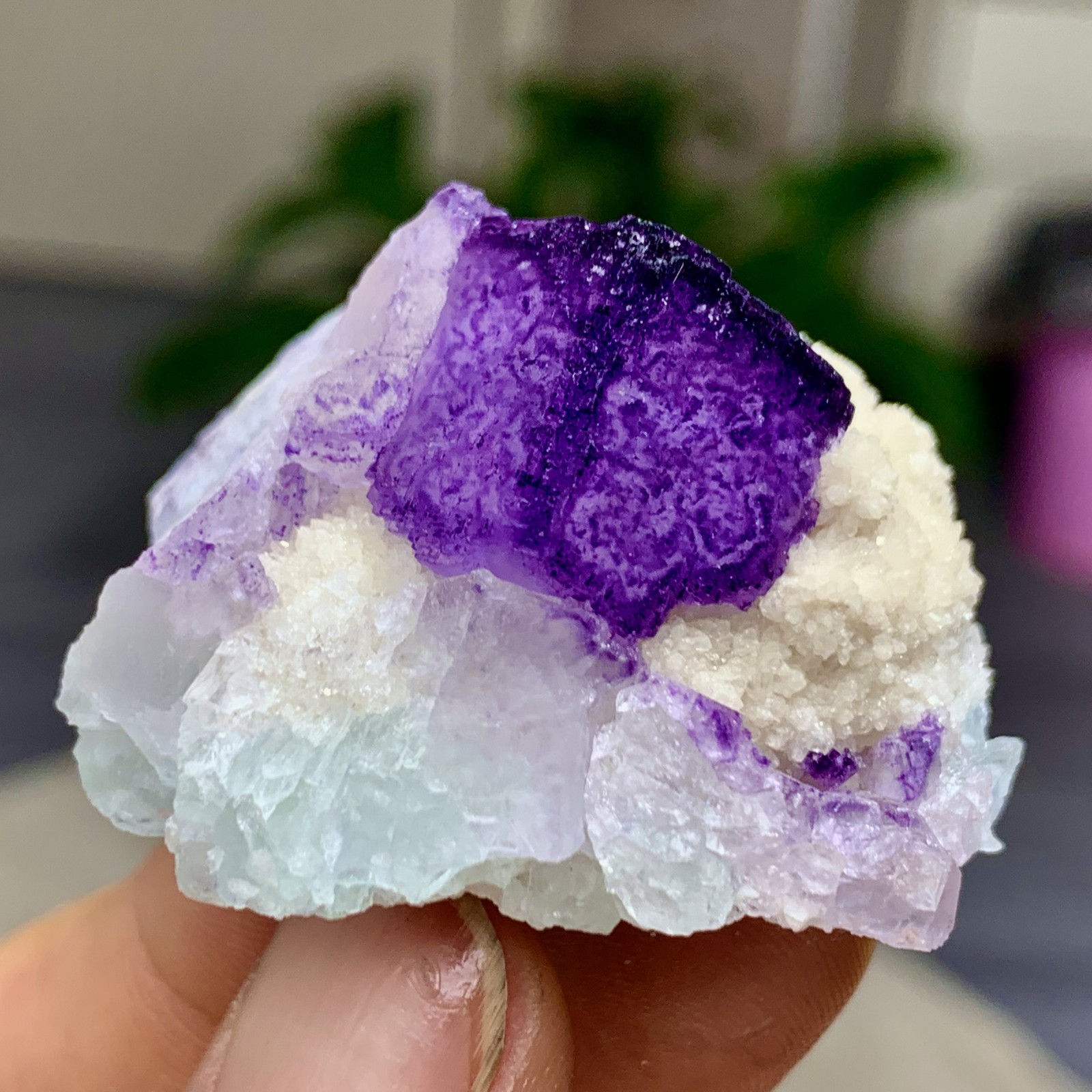 38G Natural Purple “QR Code”Fluorite Cluster Crystal Mineral Specimen/Guizhou
