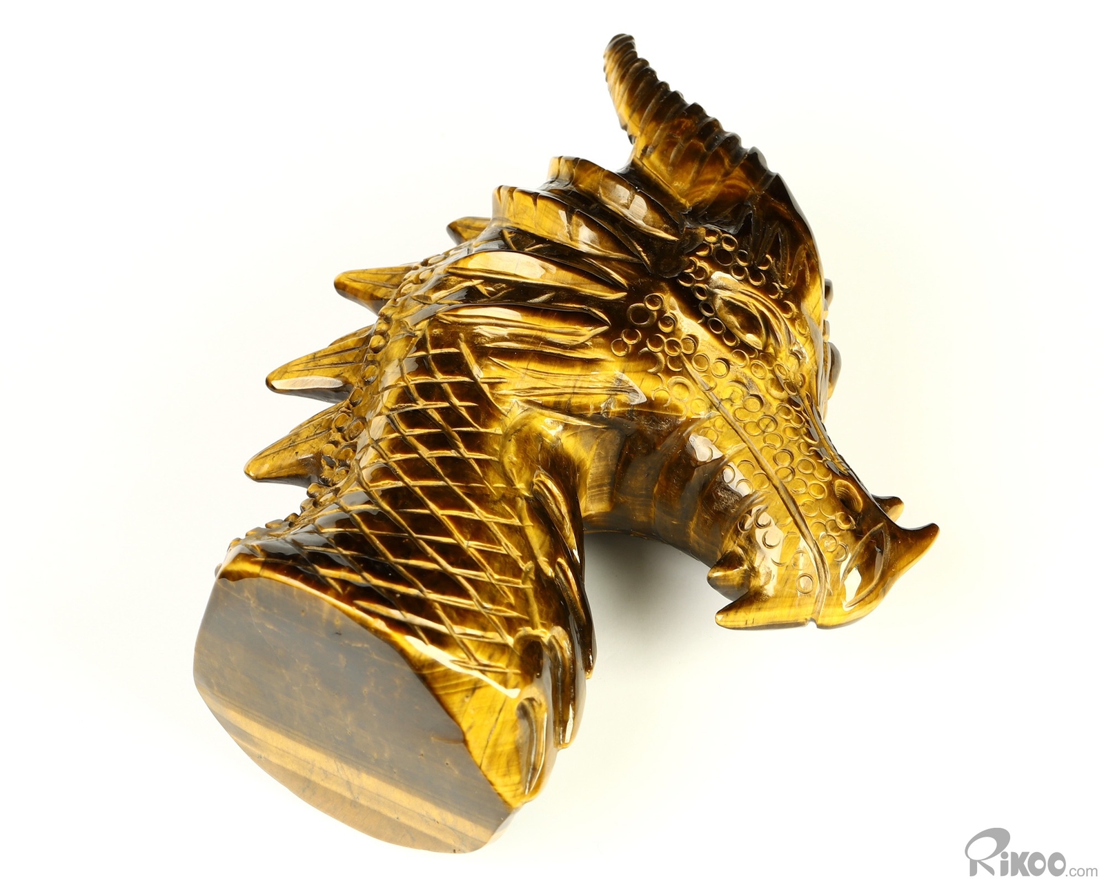3.7″ Gold Tiger’s Eye Hand Carved Crystal Dragon Sculpture, Crystal Healing