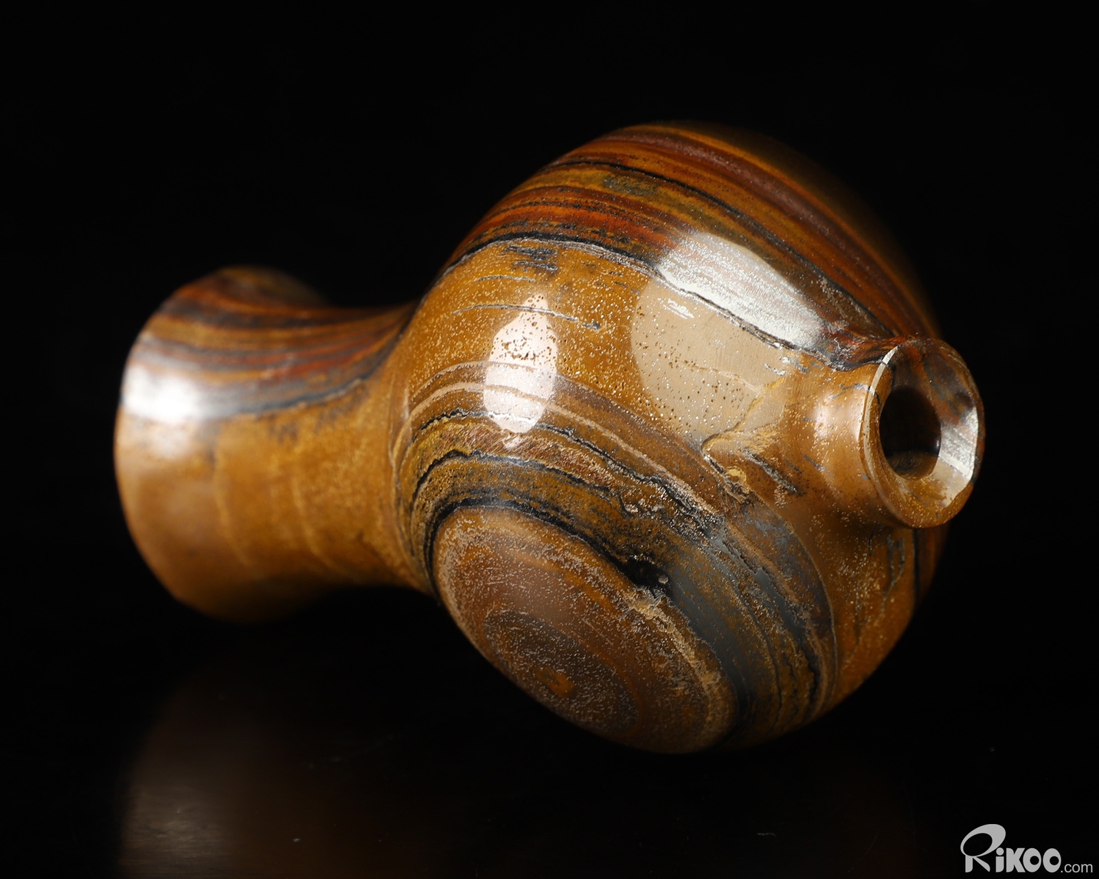 3.0″ Tiger Iron Eye Hand Carved Crystal Vase Sculpture, Crystal Healing