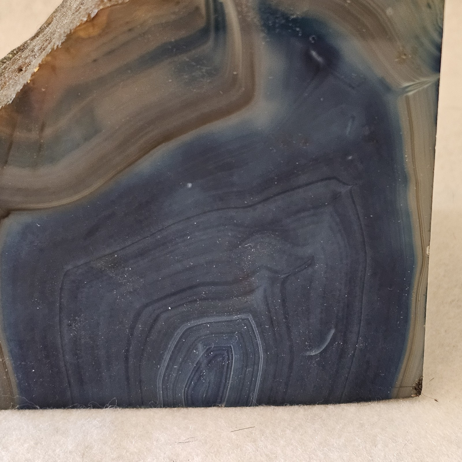 Polished Collectible Agate with beautiful Blue, White And Gray Paper weight.