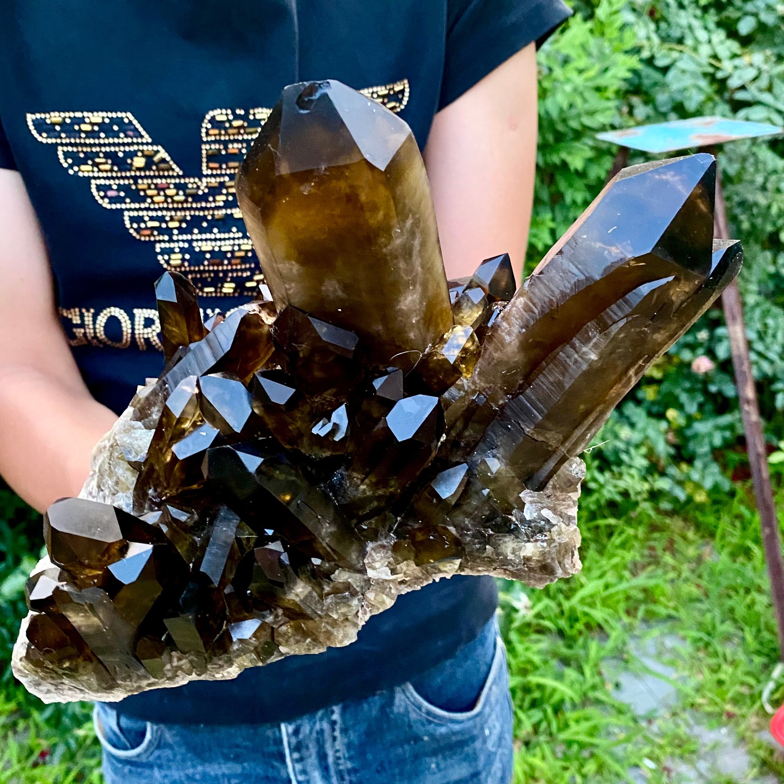 5.7LB Natural Tea black Crystal quartz Cluster Mineral Specimen Healing reiki
