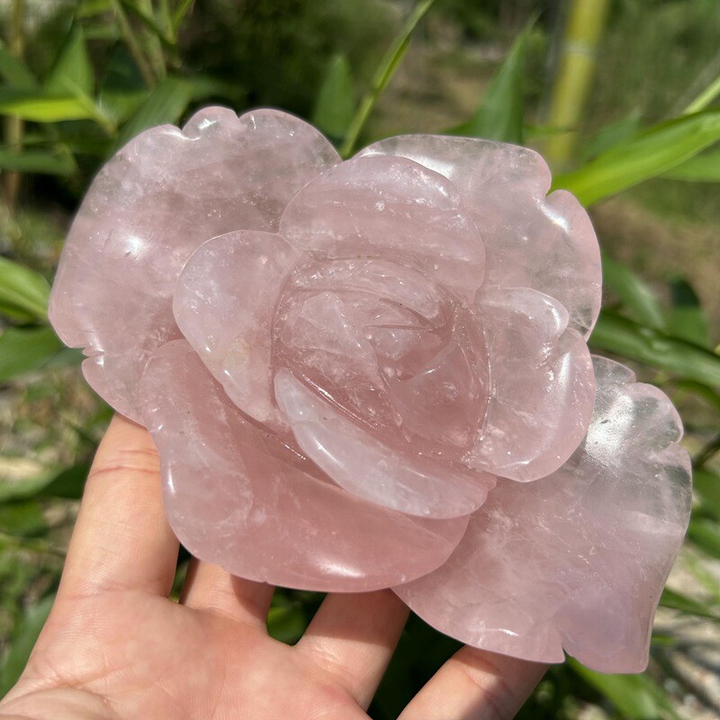1.27LB Natural Rose Quartz Flower Skull Carved Crystals Skull reiki healing