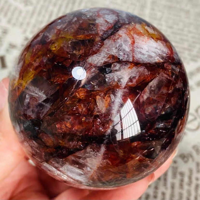 465g Natural Red Gum Flower Ball Crystal Sphere Specimen Energy Healing Reiki