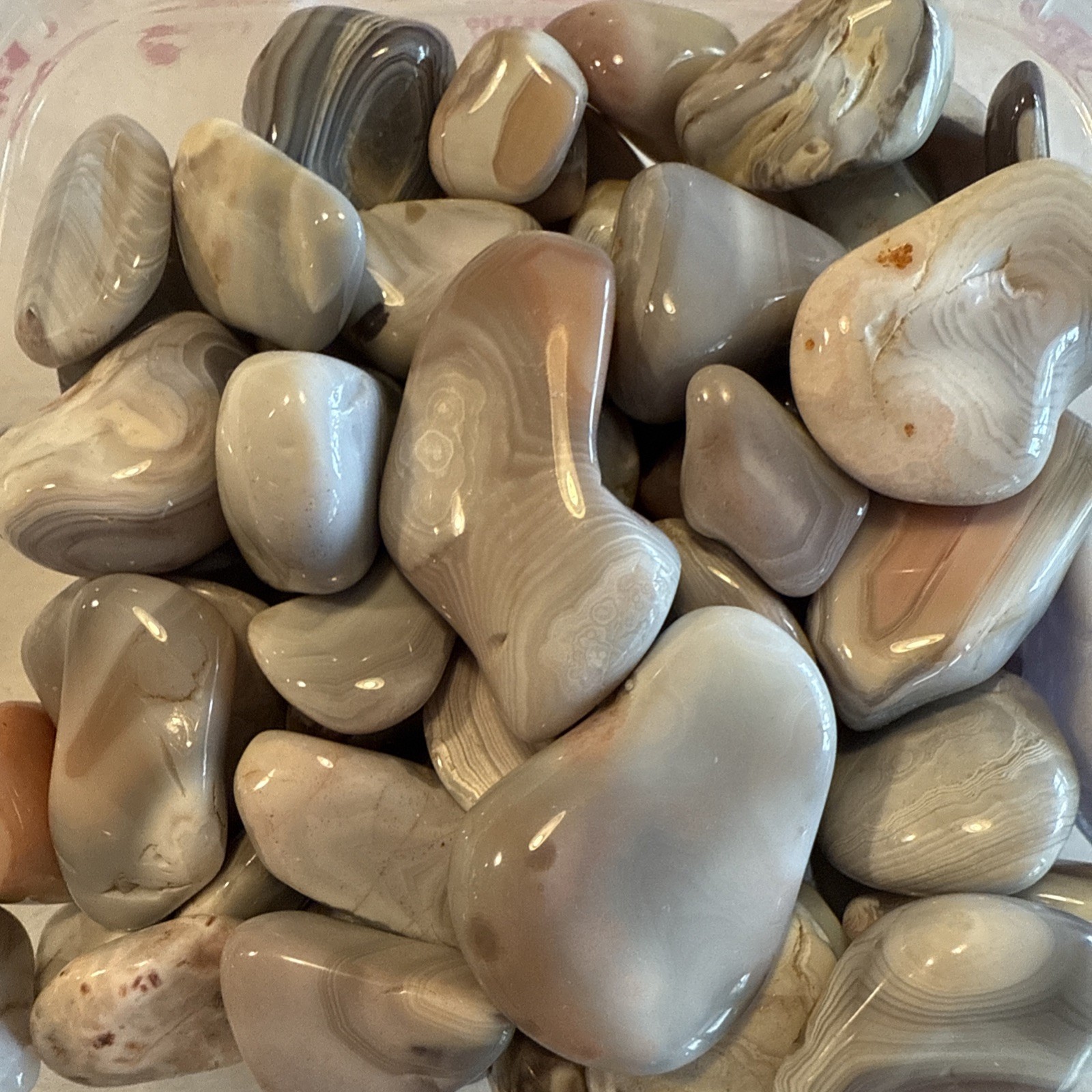 Botswana Pink Agate Tumbled Stones, Wholesale Lot, 1/2 Lots