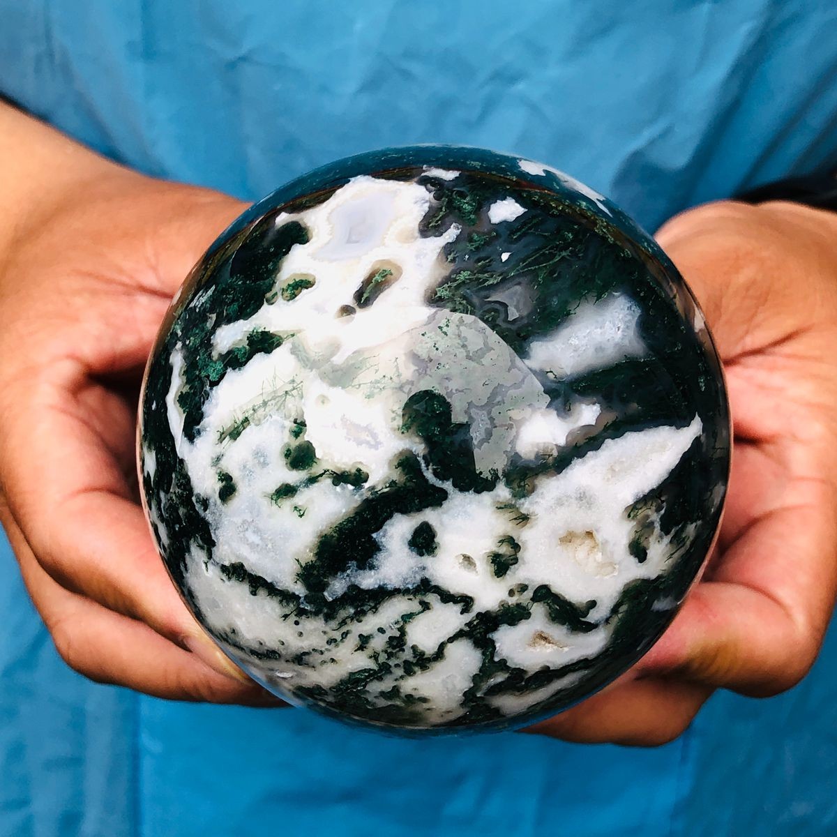 3pcs 5.47LB Natural Water Grass Agate Ball Quartz Crystal Ball Healing 2111