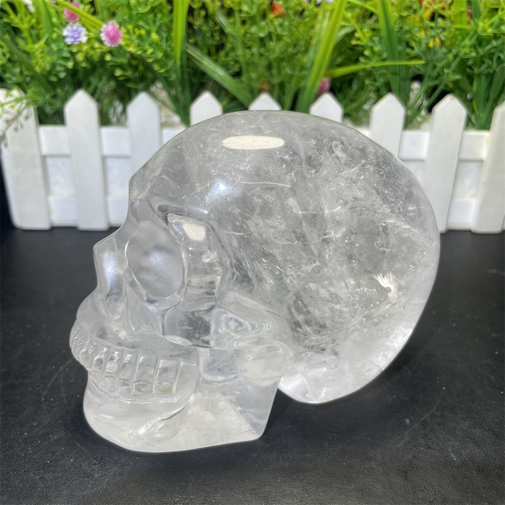 2.5LB 4.5″ A++ Natural Clear Quartz Skull Carving Crystal Healing Carved Decor