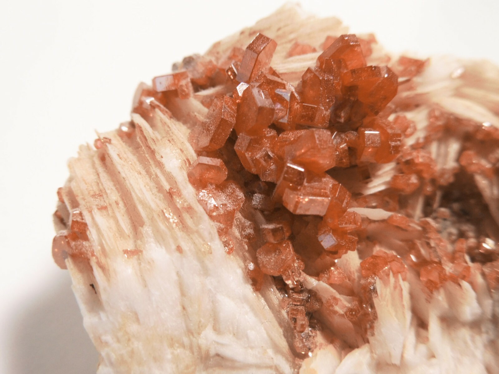 Lustrous Vanadinite on Barite, Mibladen, Midelt, Morocco, 2.0” x 1.7” x 0.8”