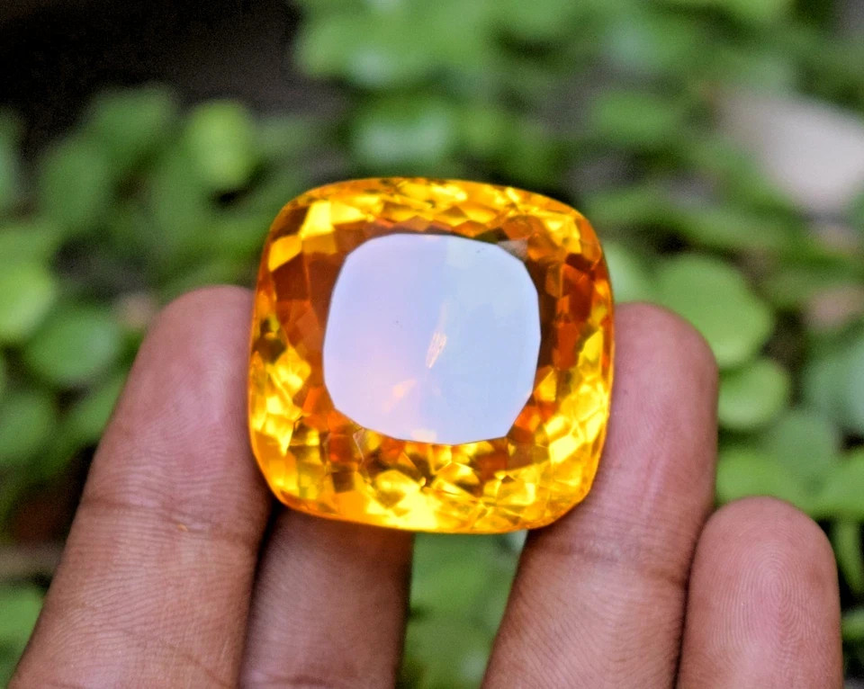 141 Ct Huge Cushion Cut Yellow Citrine Certified Flawless Loose Gemstone