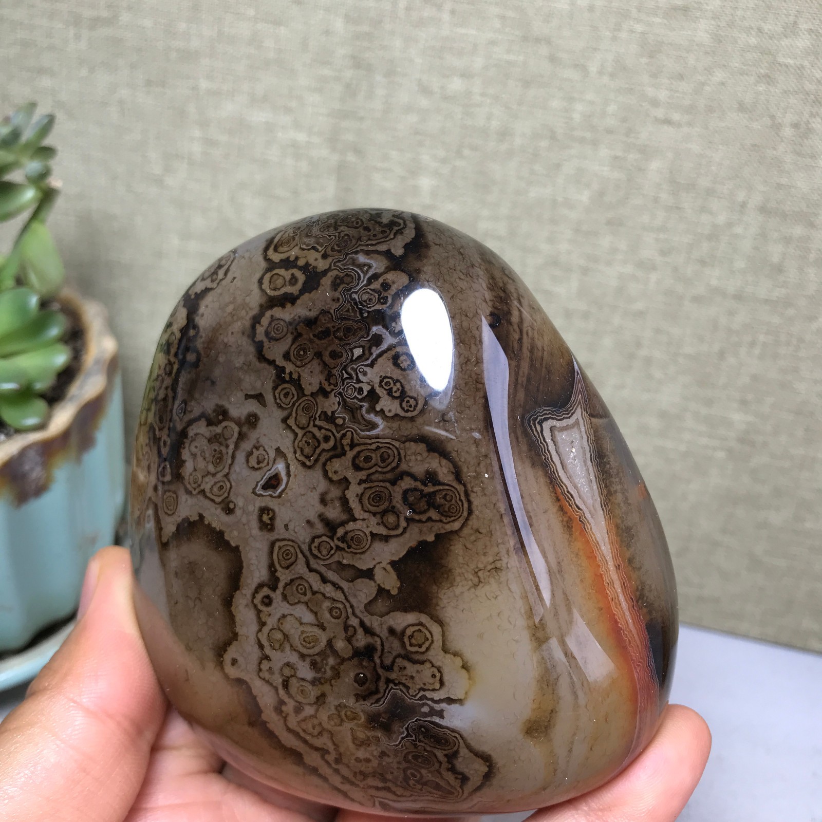85mm Crazy Lace SILK Banded Agate Polished Crystal Specimen Tumbled 318g A5254