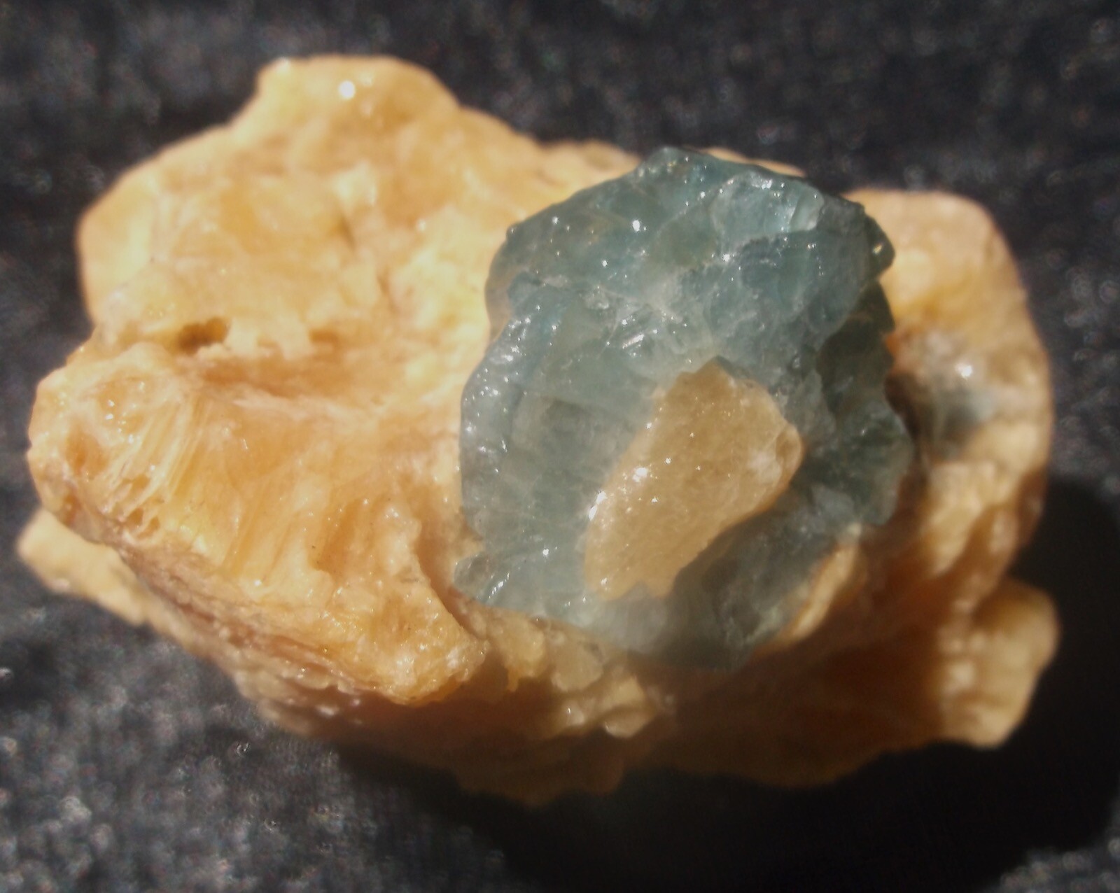 Fluorapatite Crystal Specimen on Orange Calcite 52 Grams Siberia Russia