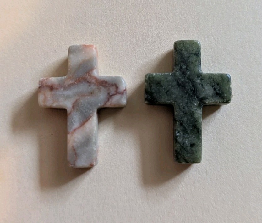 1″ Mini Crystal Crosses Natural Quartz Cross Shaped Worry Stones Charms – #13