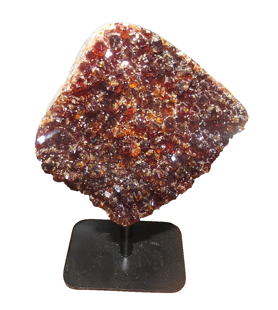 LARGE CITRINE CRYSTAL CLUSTER GEODE F/ BRAZIL CATHEDRAL STEEL STAND POLISHED