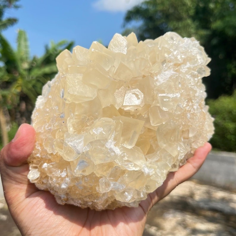 6 Lb Huge Yellowish Calcite Crystal | HighQuality Flower Calcite | Healing Stone