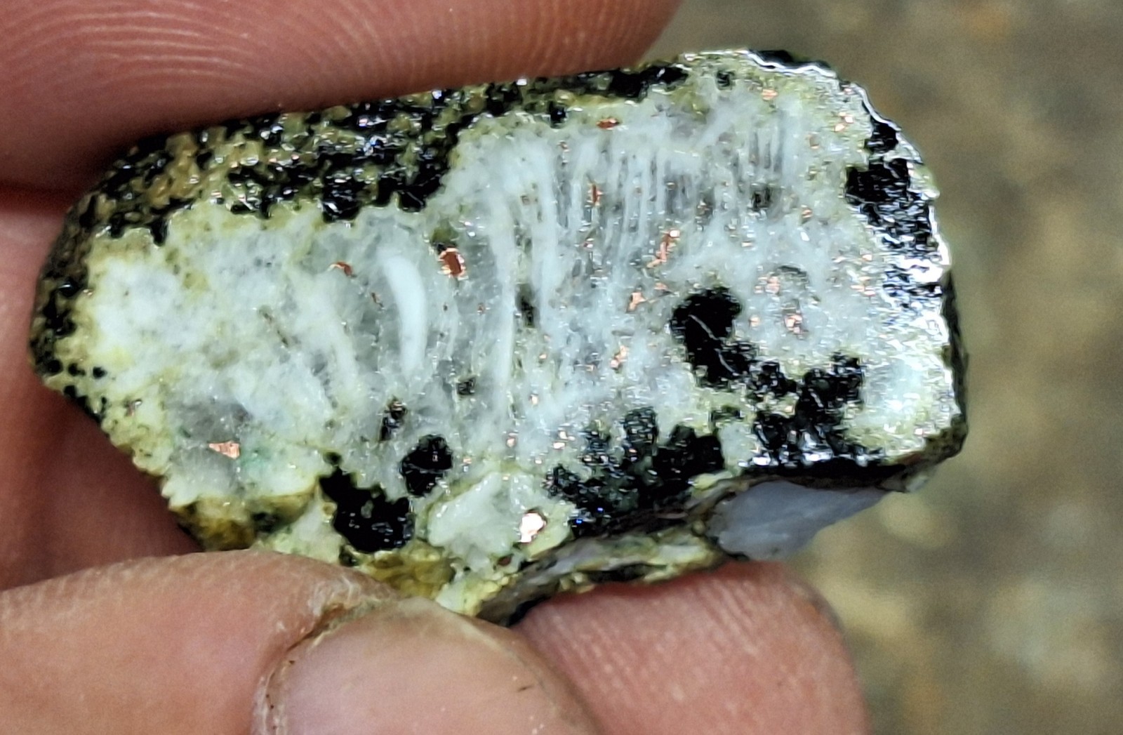Copper Replacement Agate In Greenstone – Wolverine #2 Copper Mine – Michigan