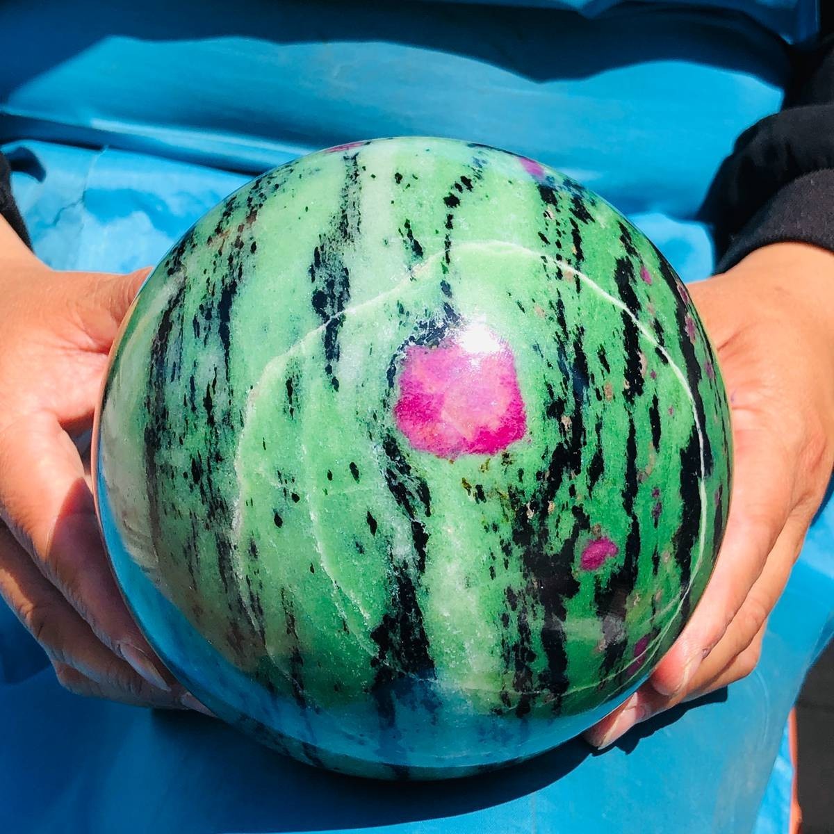 8.77 LB Large Natural Ruby Zoisite Sphere Crystal Healing Stone Specimen 5151