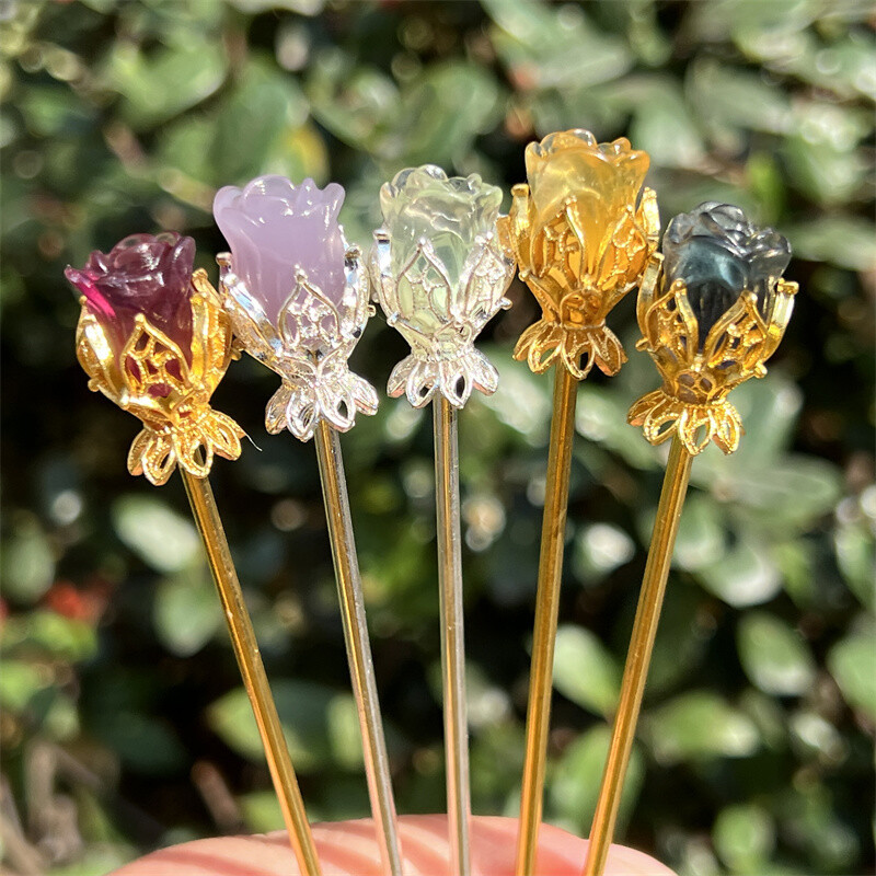 5pcs Natural Fluorite Rose flower skull Quartz Crystal Skull Reiki Healing Gem