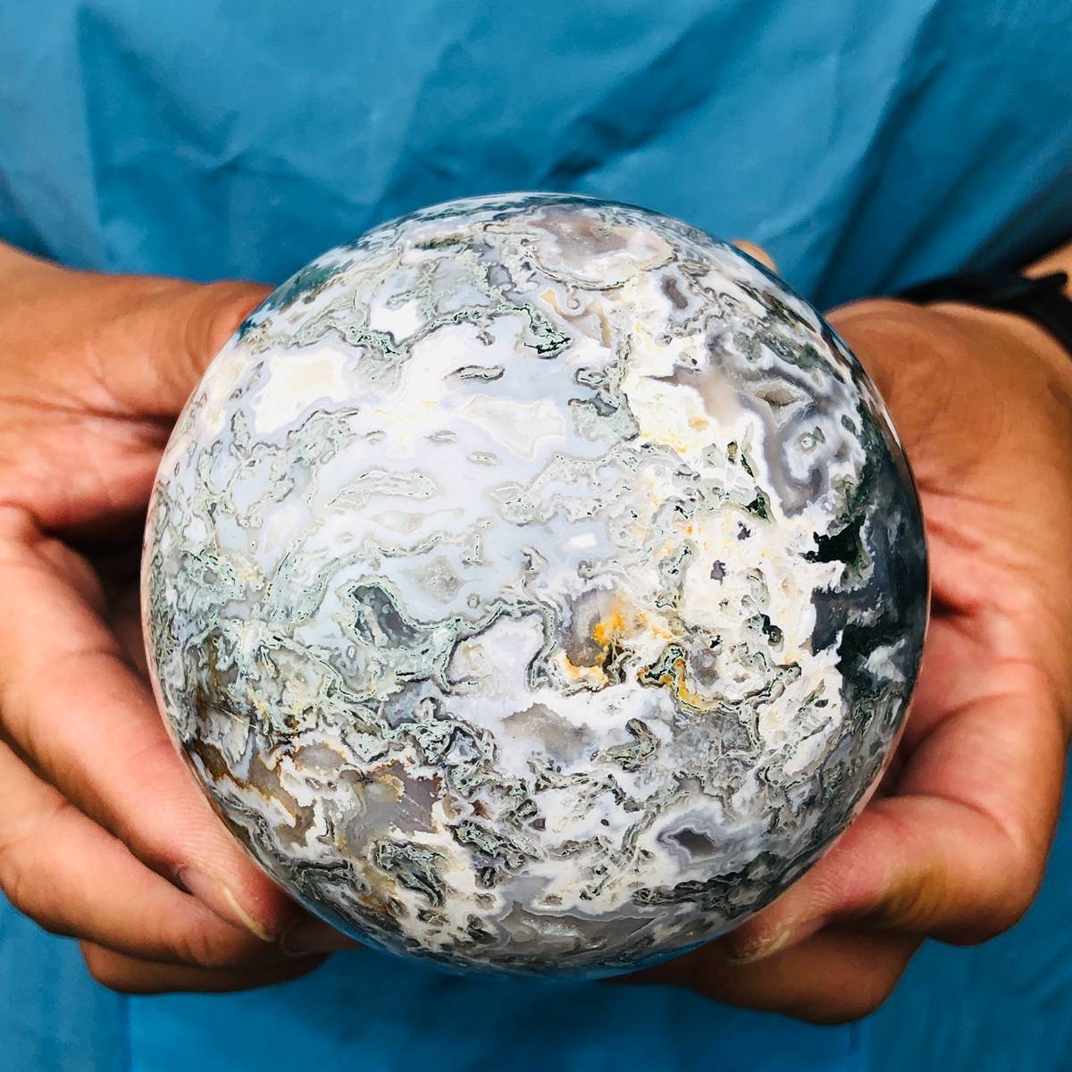 3pcs 5.47LB Natural Water Grass Agate Ball Quartz Crystal Ball Healing 2111