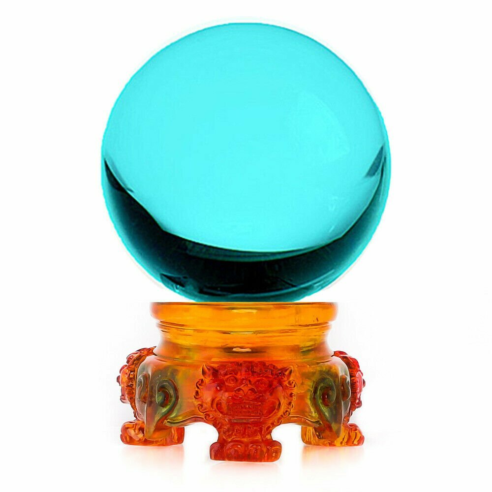 3in (80mm) Crystal Ball with Rainbow Lion Stand 10 colors to choose from