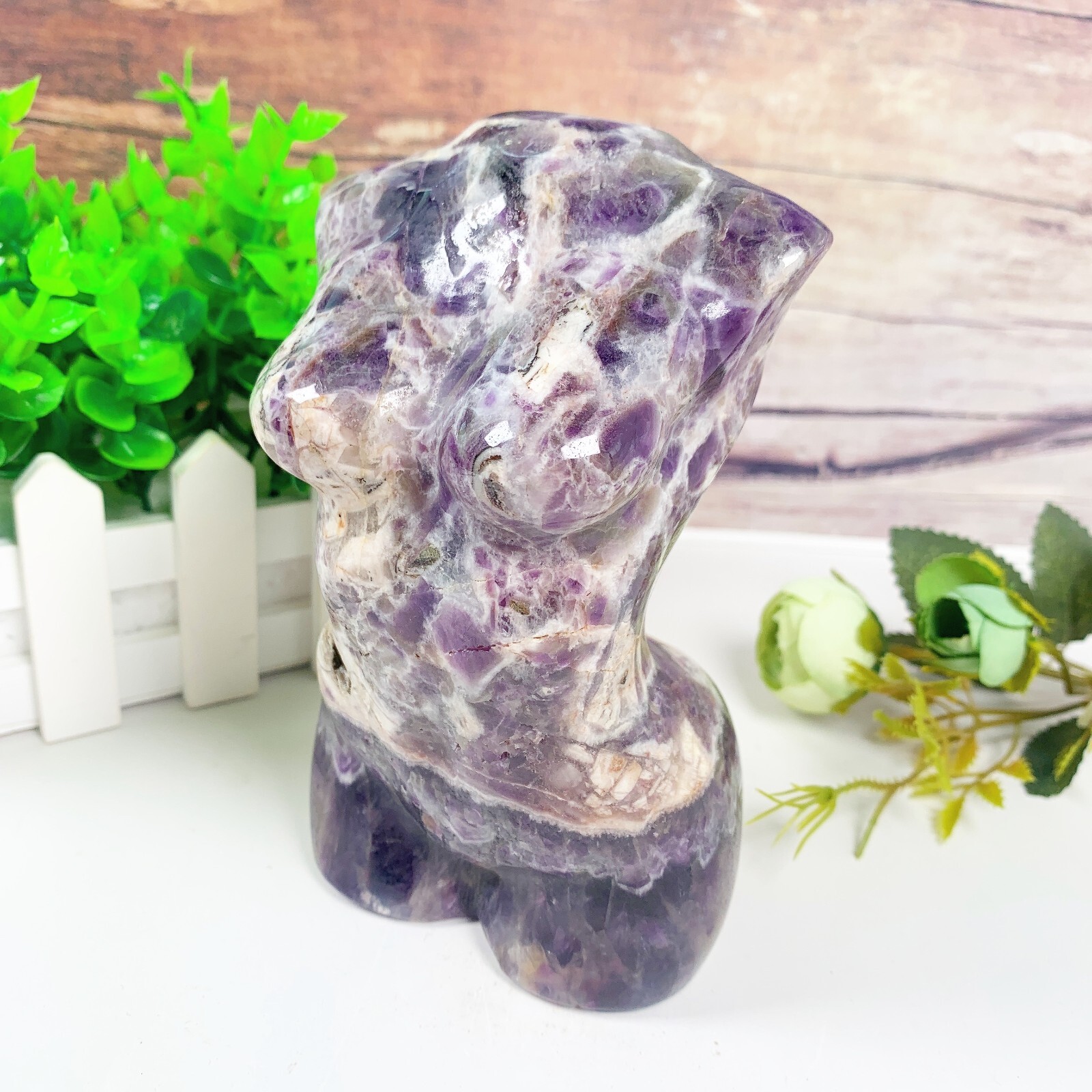 1pc Natural amethyst goddess Crystal woman body carving Home decoration