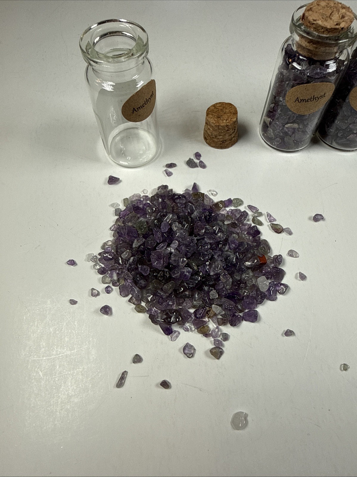 Amethyst Chips In A Bottle – Purple Stone – Great For Crafts, Decor, Health