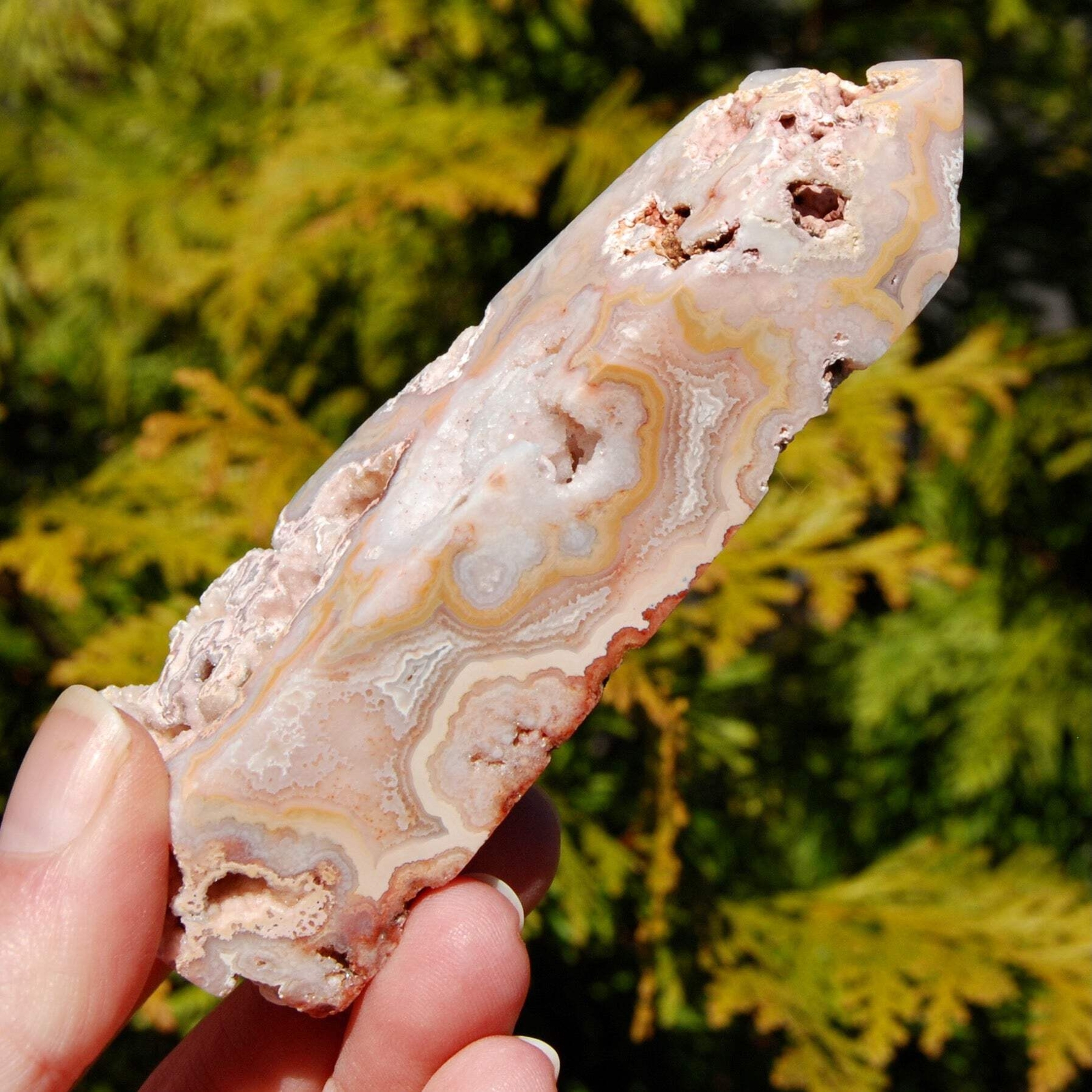 4.25in 146g Pink Crazy Lace Agate Druzy Crystal Tower, Indonesia