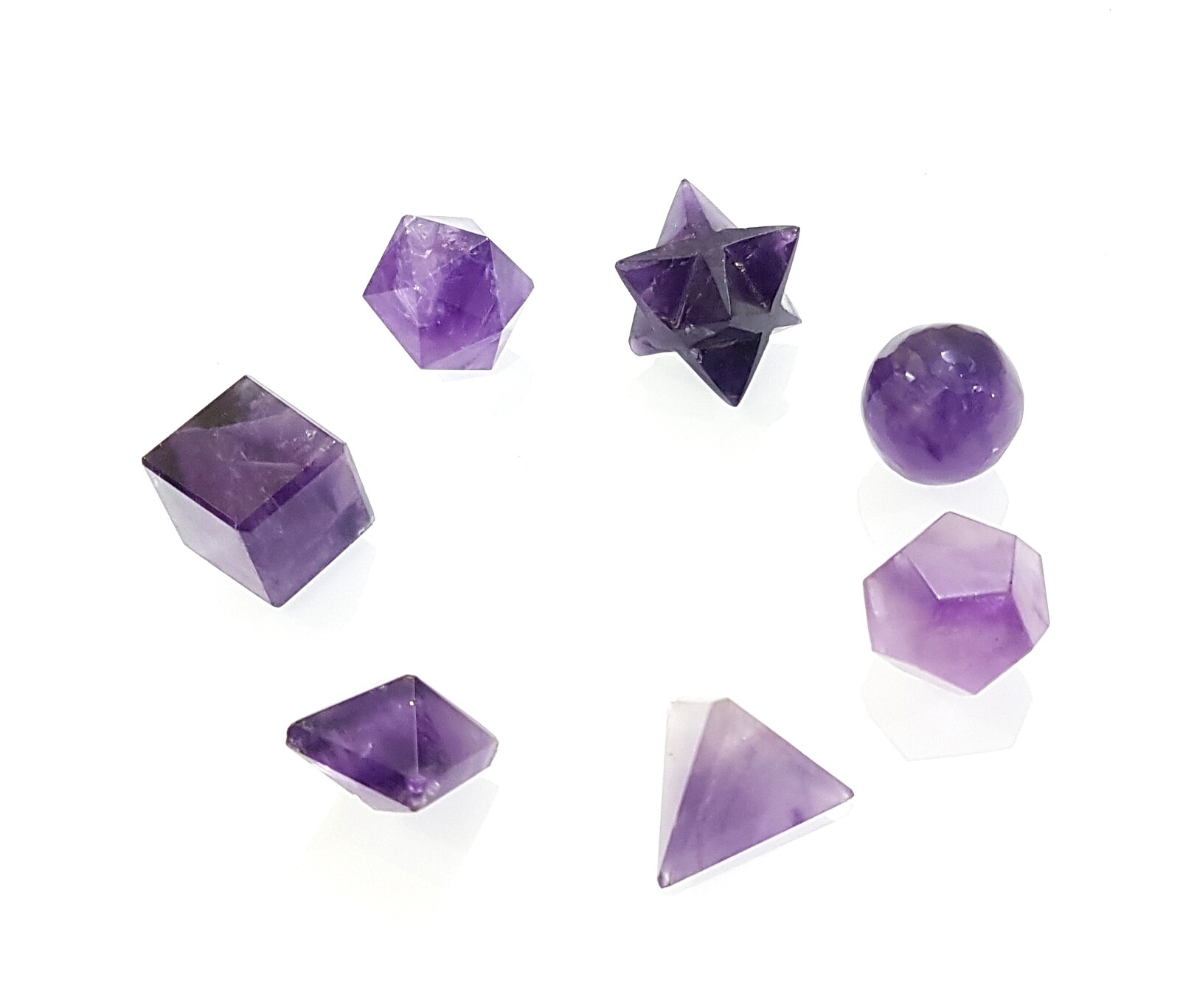 Geometry Set 7 Different Geometry Figures Natural Amethyst Healing Crystal Set