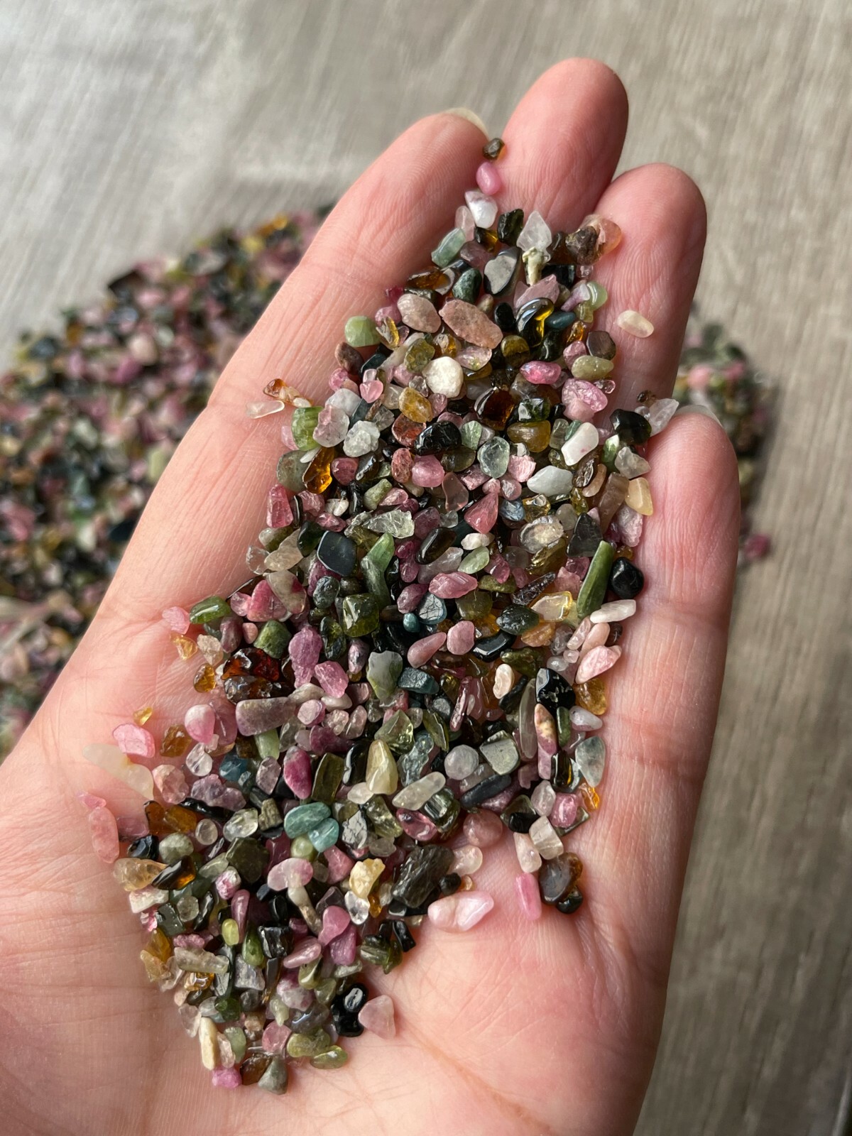 Grade A++ Rainbow Tourmaline Semi Tumbled Gemstone Mini Chips 2-4 mm, Bulk Lot
