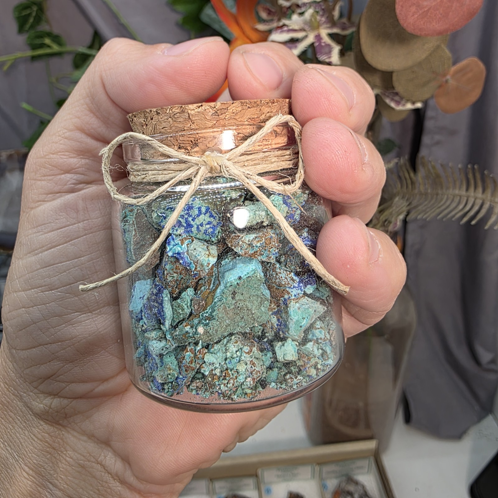 Arizona Copper Ore Specimen Jar | Azurite, Chrysocolla, Malachite
