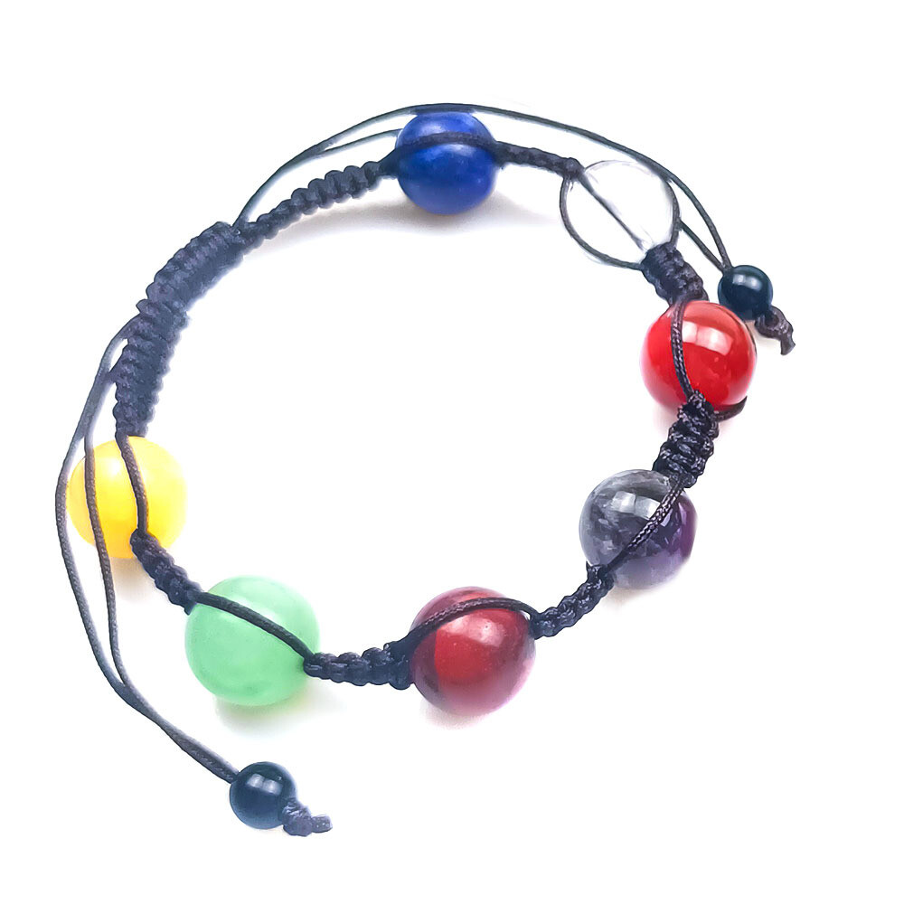 7 Chakra Stone Bracelet Reiki Healing Crystal Natural Gemstone Braided Rope US##