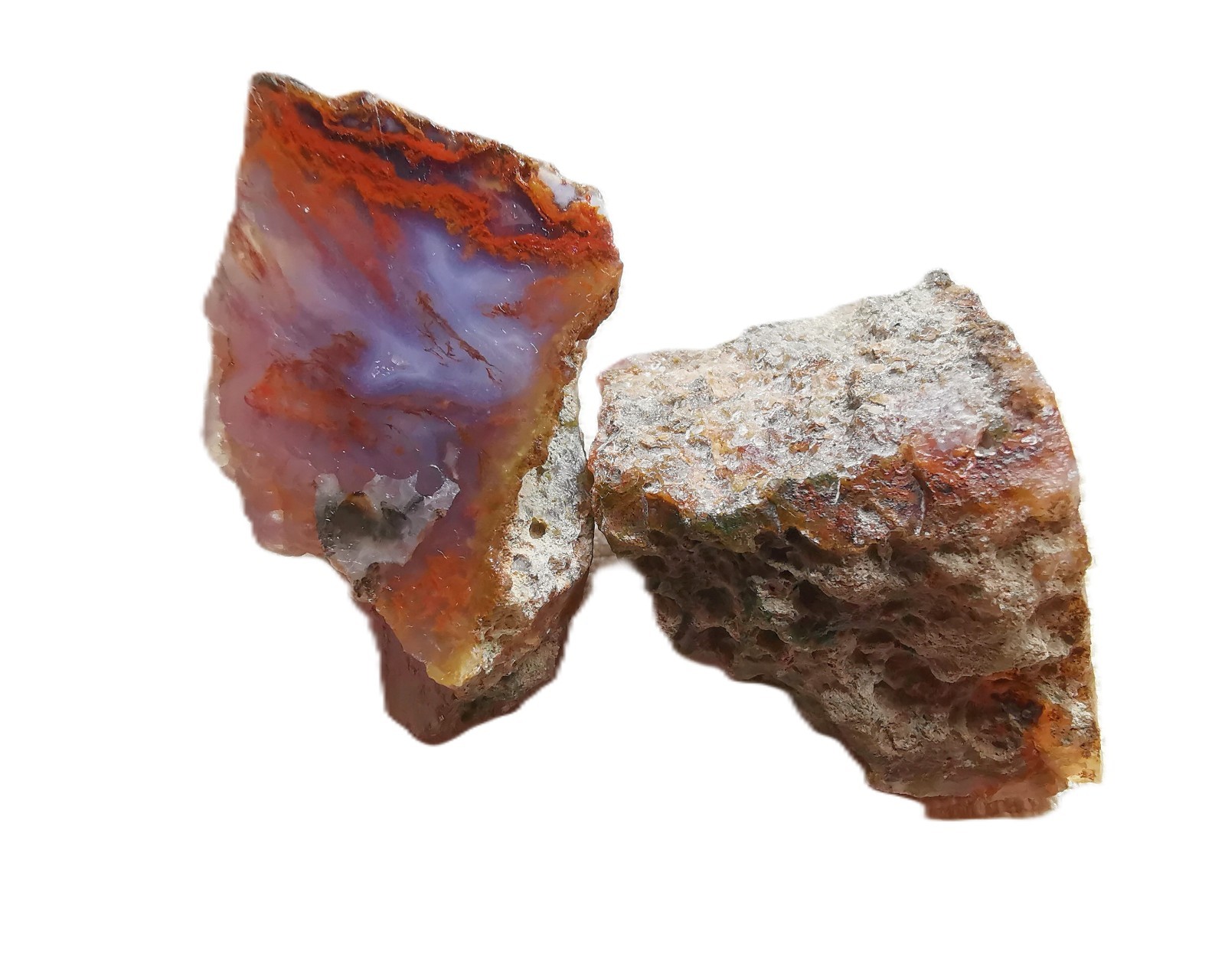Scenic Red & White Plume Agate Slabs, Not Polished, 100% Natural, 198 Grams