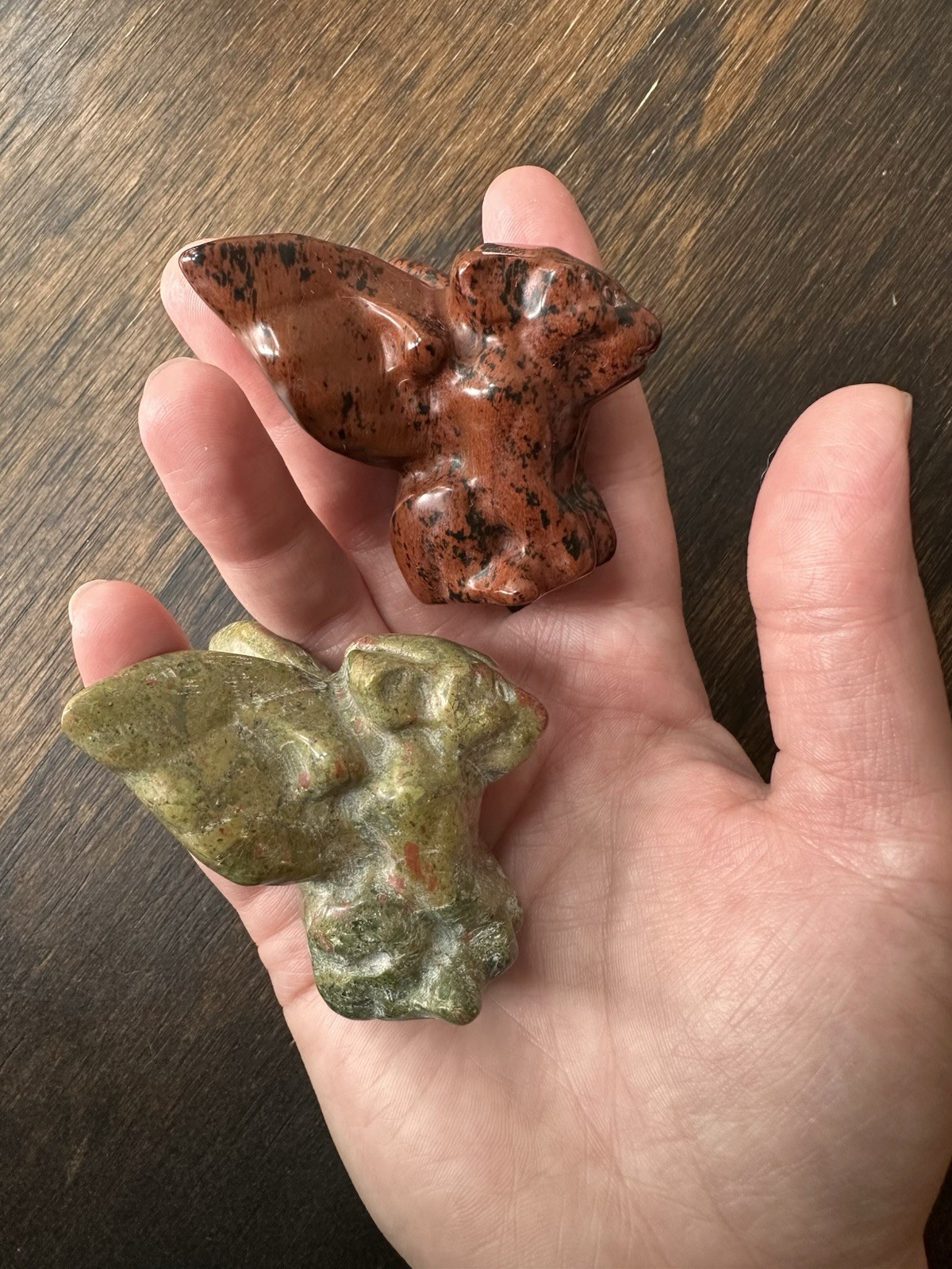 Crystal Gargoyle Carvings 5pcs | Unikite, Green Strawberry Quartz & More |