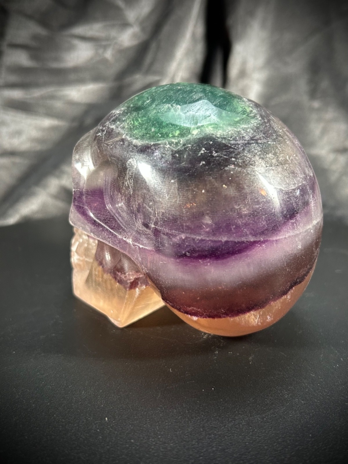 4″ Rainbow Fluorite Skull 2lb 6.7oz (1097 grams)