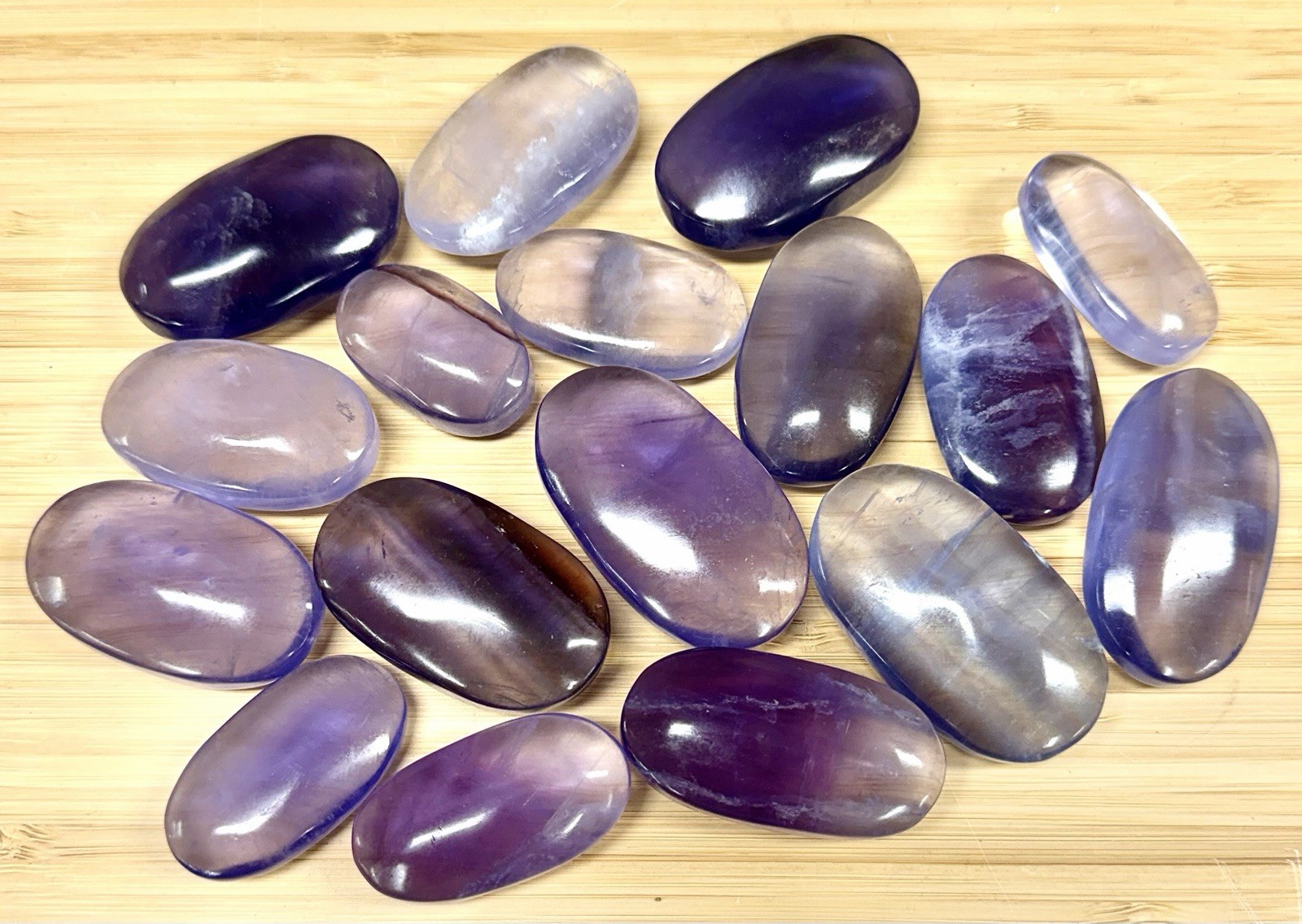 Wholesale Lot 2 Lbs Natural Purple Fluorite Palm Stone Crystal Healing