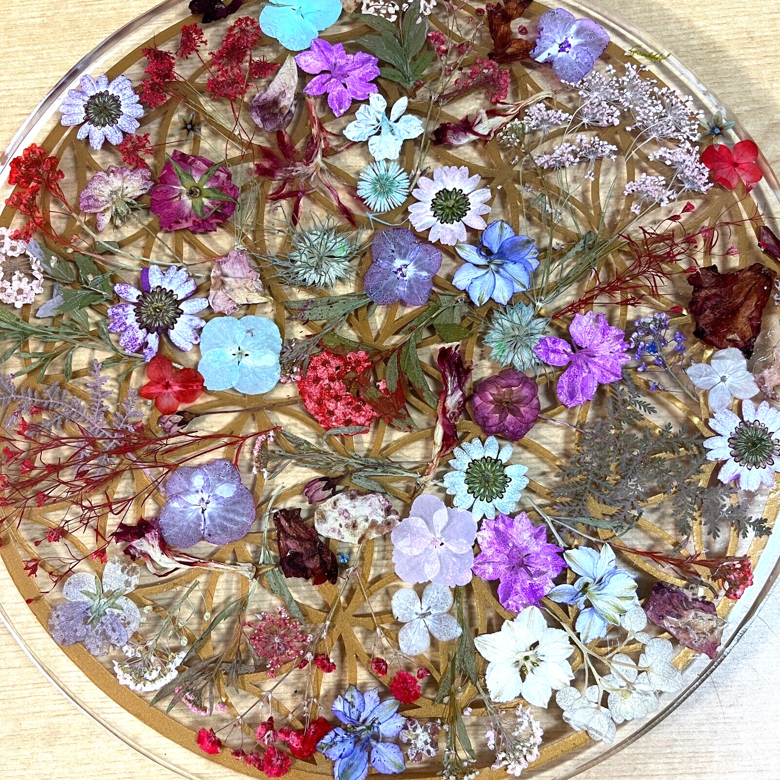 Grid Flower of Life Charging Plate Sacred Geometry Disc 11”