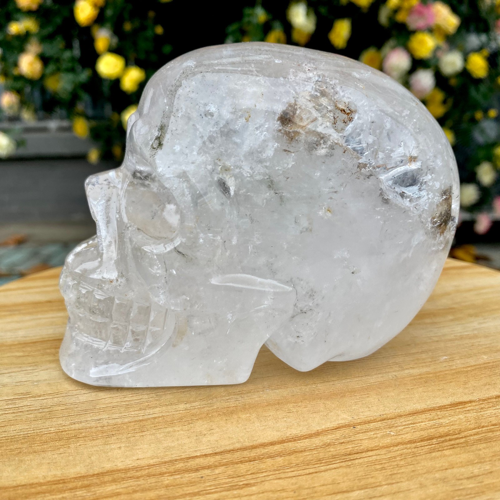 2.86LB TOP! White melting quartz hand carved crystal skull gem reiki healing
