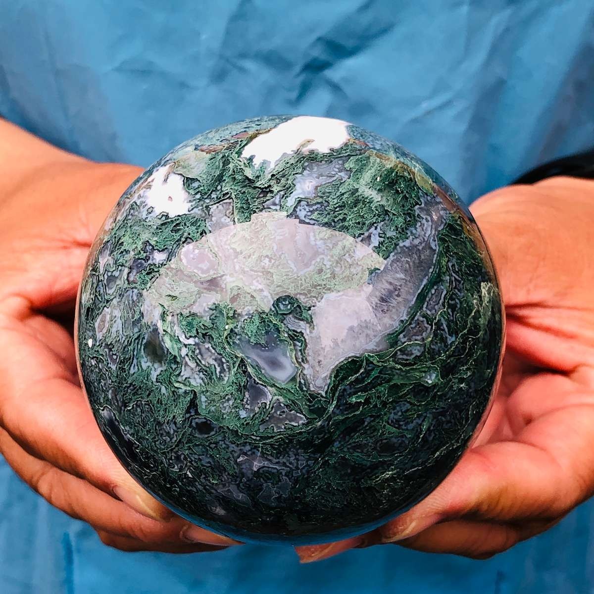 3pcs 4.46LB Natural Water Grass Agate Ball Quartz Crystal Ball Healing 2116