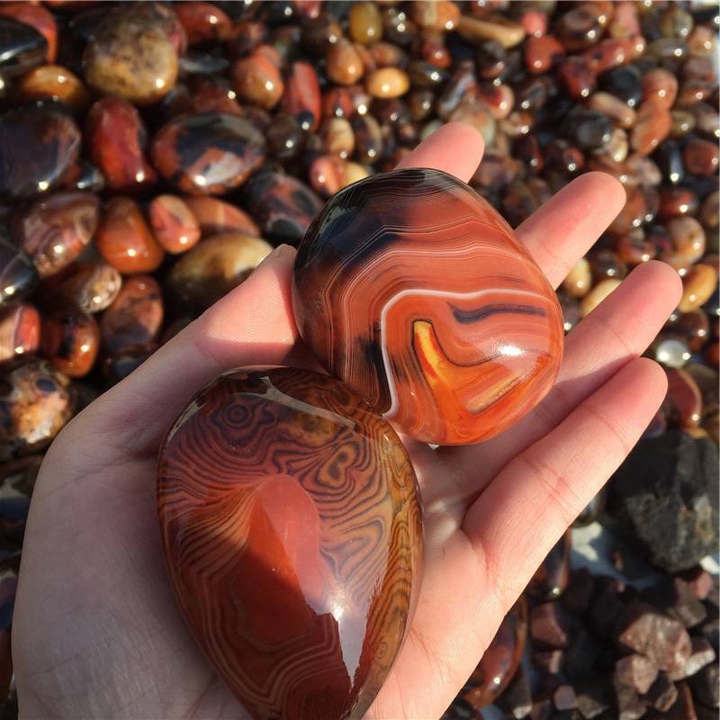 20-100MM Natural Silk Banded Lace Agate Crystal Sardonyx Carnelian Quartz Stone