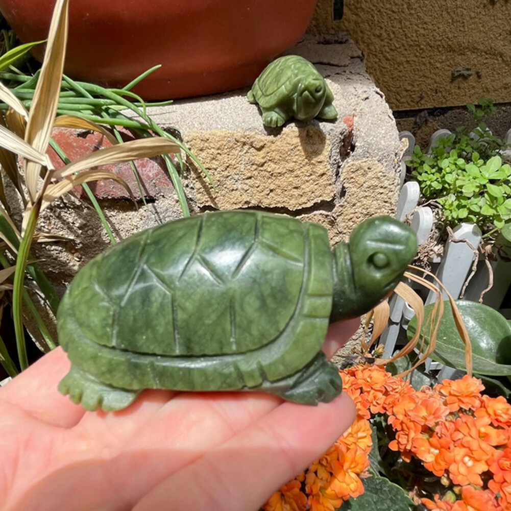 1PCS Natural Crystal Quartz Jade Turtle Carved Mineral Specimen Heling Random