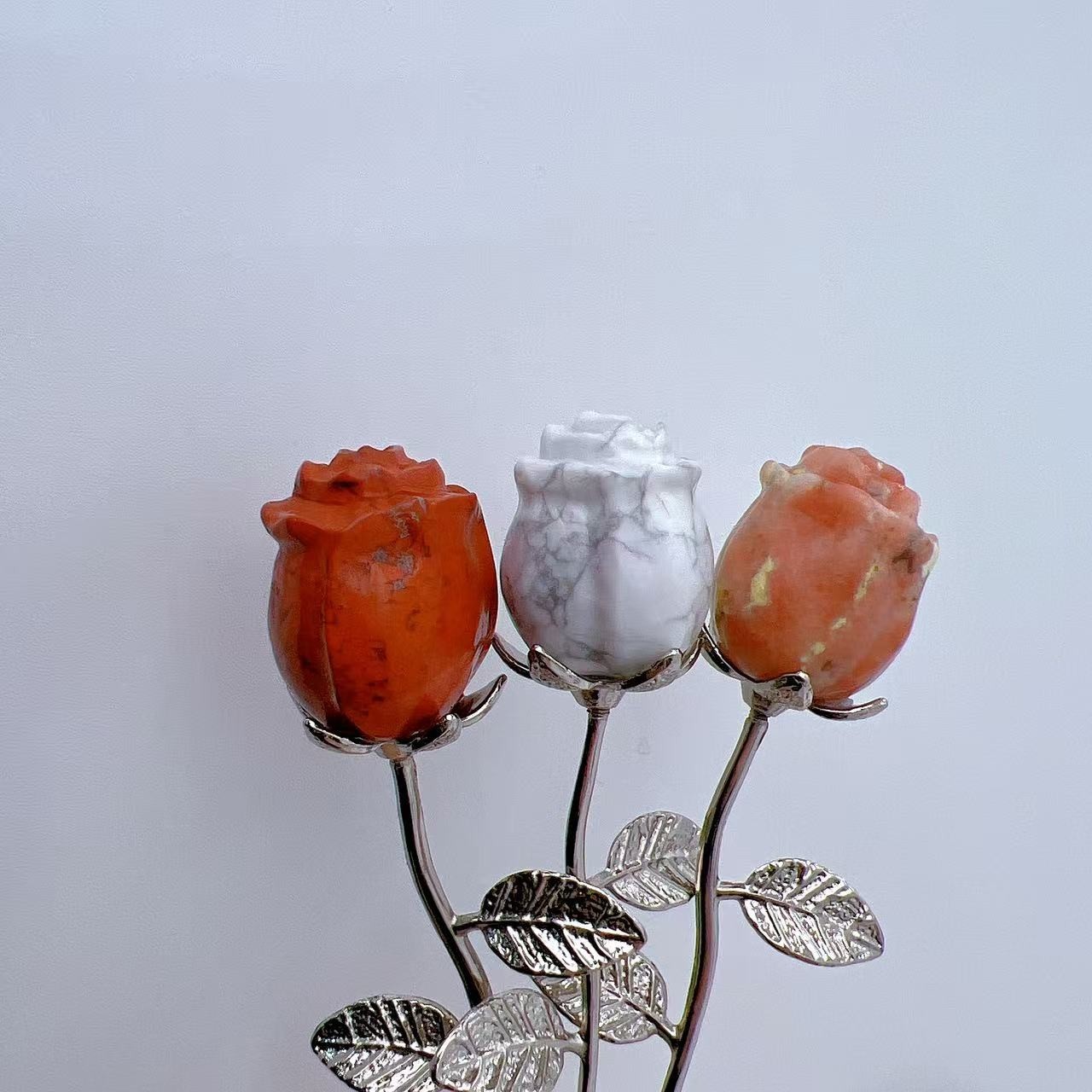 3PCS Natural Mixed Rose Flower skull Carved Quartz Reiki Hallowmas Crystal gift