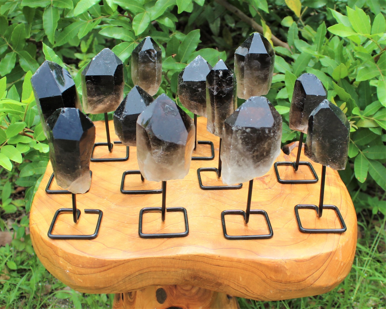 Smoky Quartz Point On Metal Stand, Smokey Quartz Min Pin (Smoky Quartz Crystal)