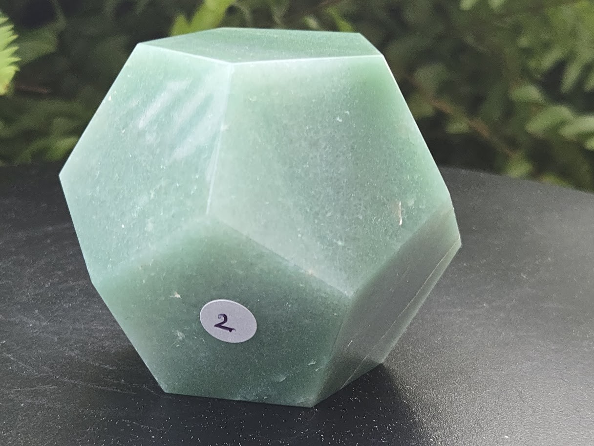 Green Aventurine Carved Geometric Dodecahedron, Large (60 to 70mm) Decorative