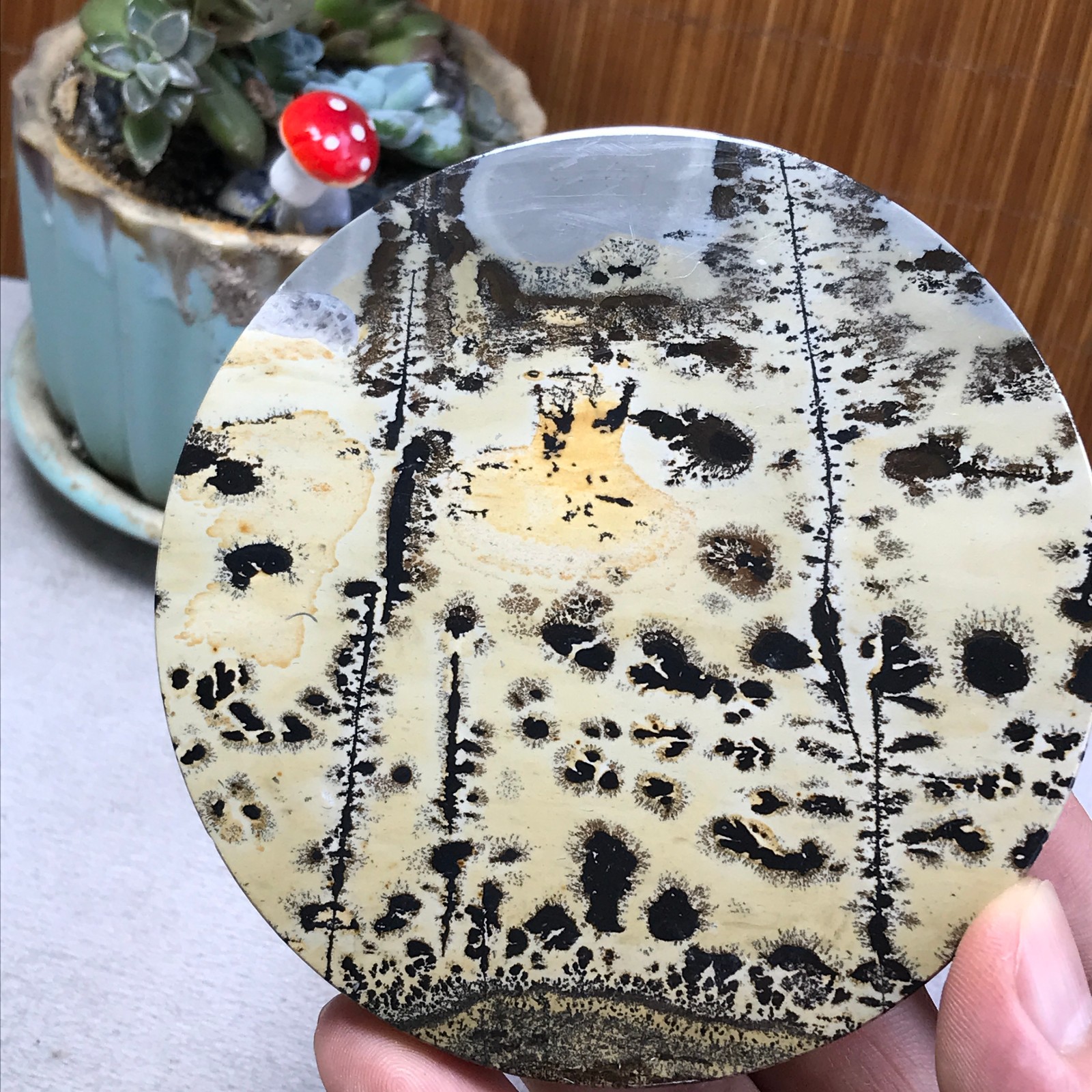 100mm Natural Chinese painting stone crystal ornaments for home decoration A6404
